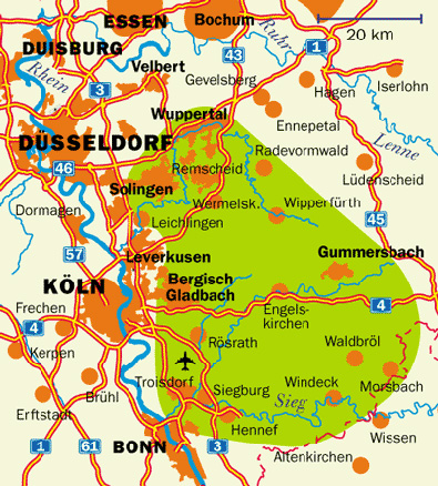 Map of Bergischer Land